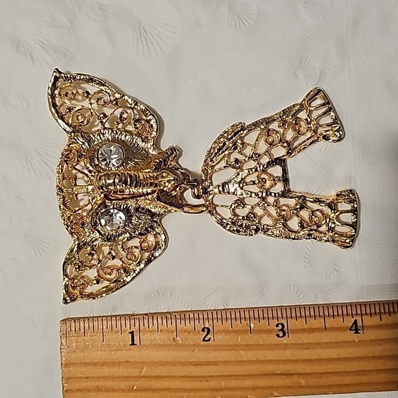 Vintage Elephant articulated Haute Couture Brooch Rhinestones Gold Large Dangle - Picture 4 of 4